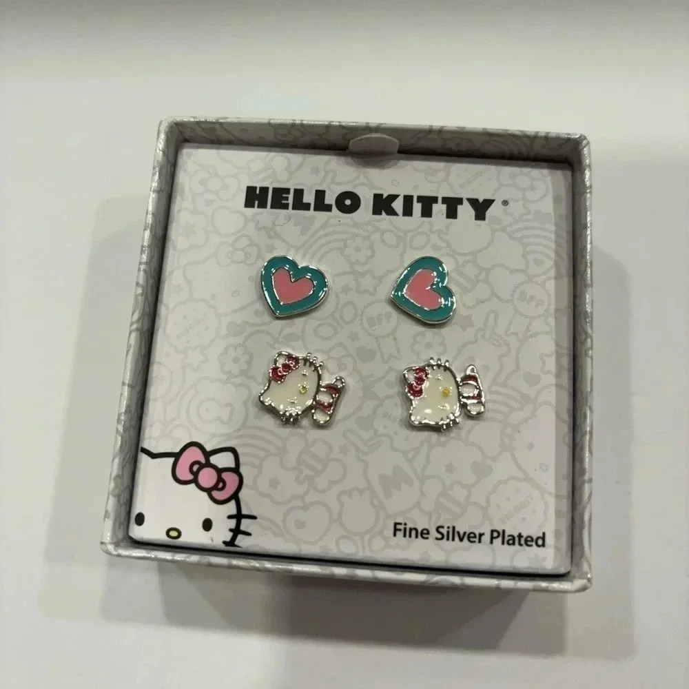 Hello Kitty Earrings Fine Silver Plated